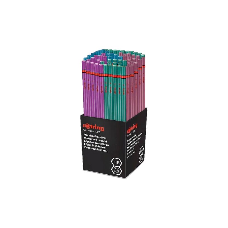 Rotring crayons METALLIC, 2,0 mm HB, couleurs métallisées, 72 pièces en étui