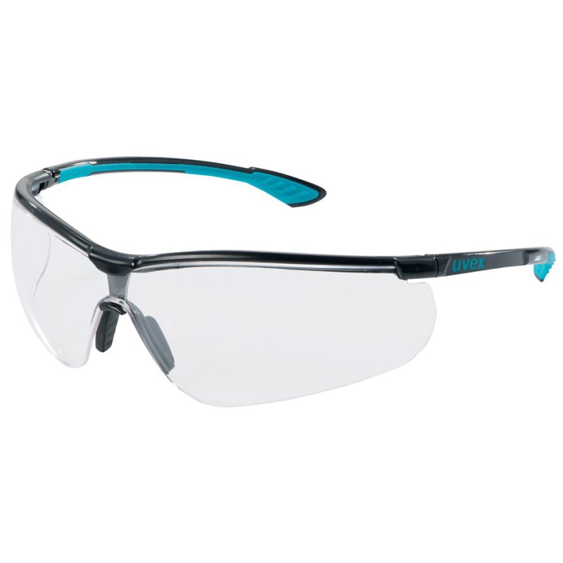 uvex safety glasses sportstyle, clear lenses, black/petrol, UV400