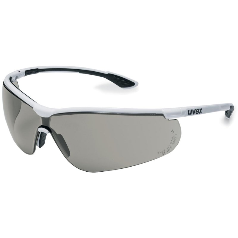 uvex safety glasses sportstyle, grey lenses, white/black frame, UV400 protection
