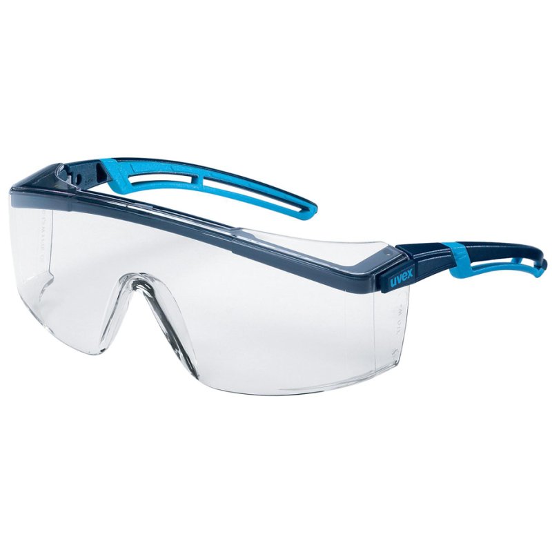 uvex astrospec 2.0 safety glasses, clear lenses, blue/light blue