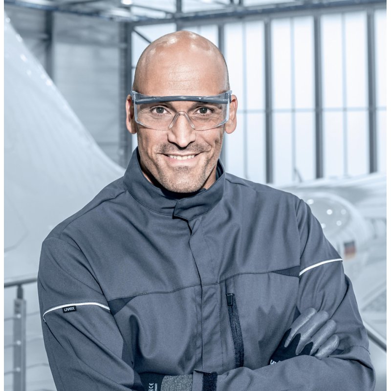 uvex astrospec 2.0 safety glasses, clear lenses, blue/light blue