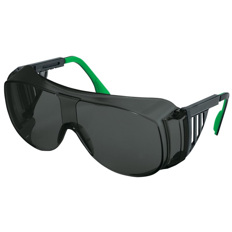 uvex welding goggles over-spectacles 9161, grey lenses, black/green frame