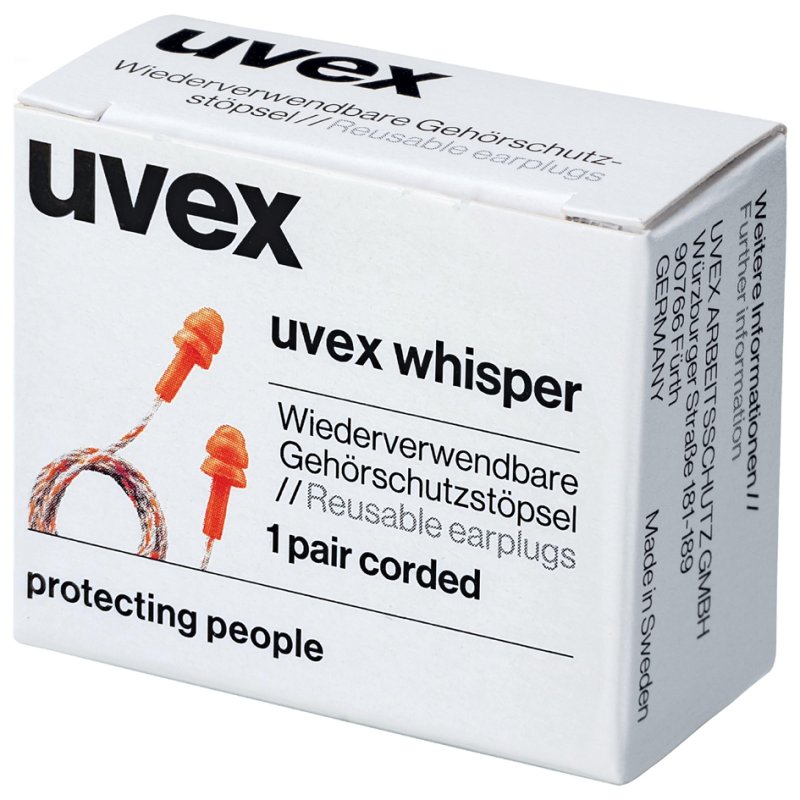 uvex herbruikbare oordoppen whisper met koord, oranje, 50 paar