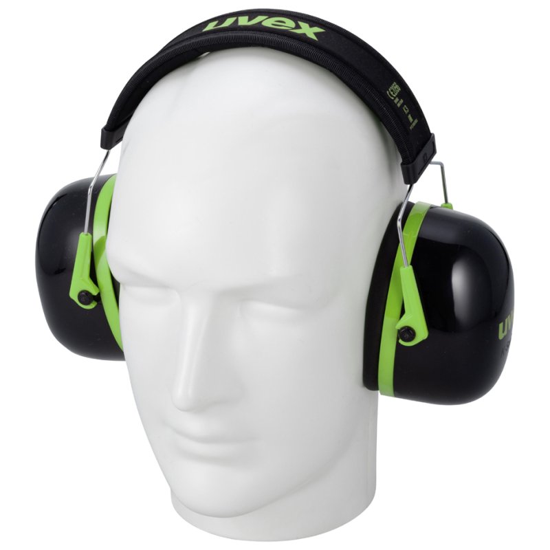uvex K1 earmuff hearing protector, black/green, SNR 28 dB, 171 g