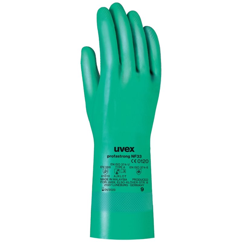 uvex profastrong NF 33 gants de protection chimique, taille 10, vert, 12 paires