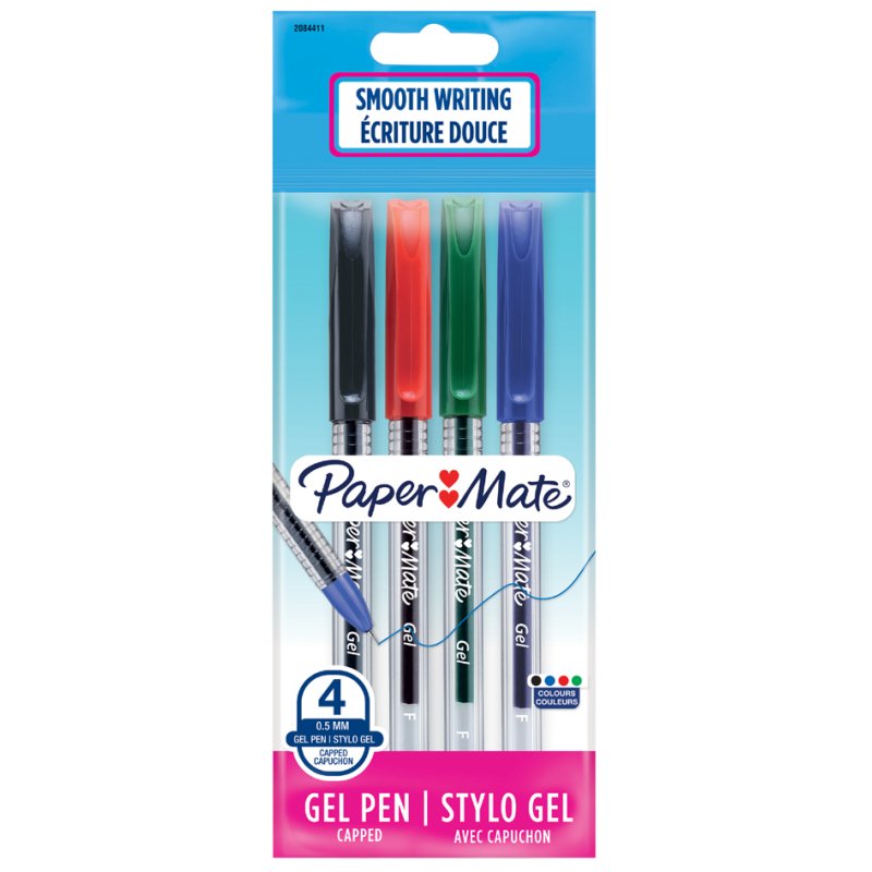 Paper Mate Jiffy gel pens, black, 0.5 mm, pack of 4