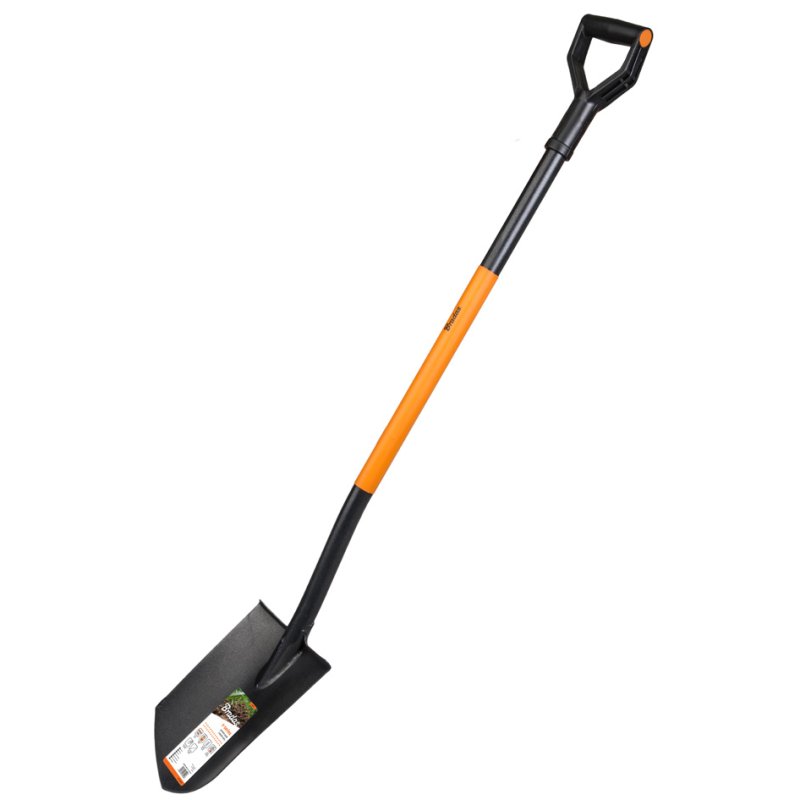 Bradas spitspade, 1250 mm, zwart/oranje, 200 mm werkbreedte