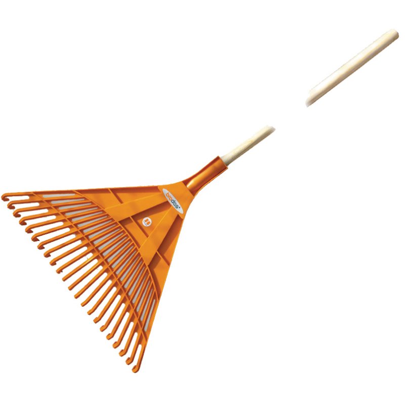 Bradas râteau à feuilles Quick Fit avec manche en bois, 22 dents, orange, 500 mm