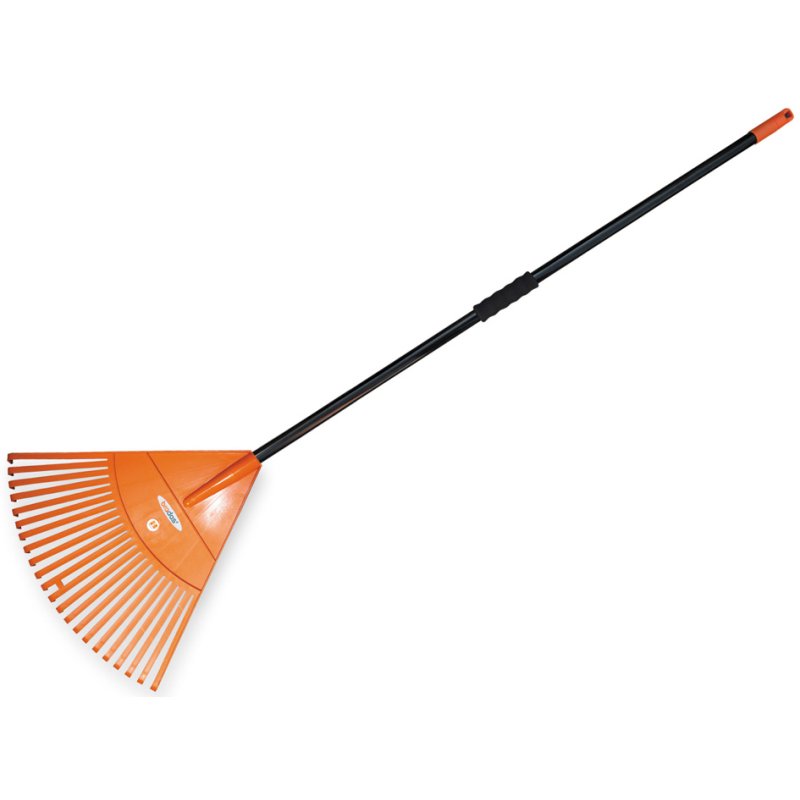Bradas râteau éventail avec manche métallique, 22 dents, noir/orange, 500 mm