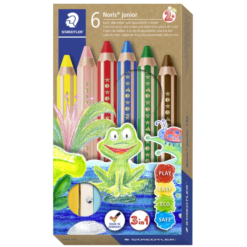 STAEDTLER crayons Noris junior, hexagonaux, 3-en-1, 12 pièces