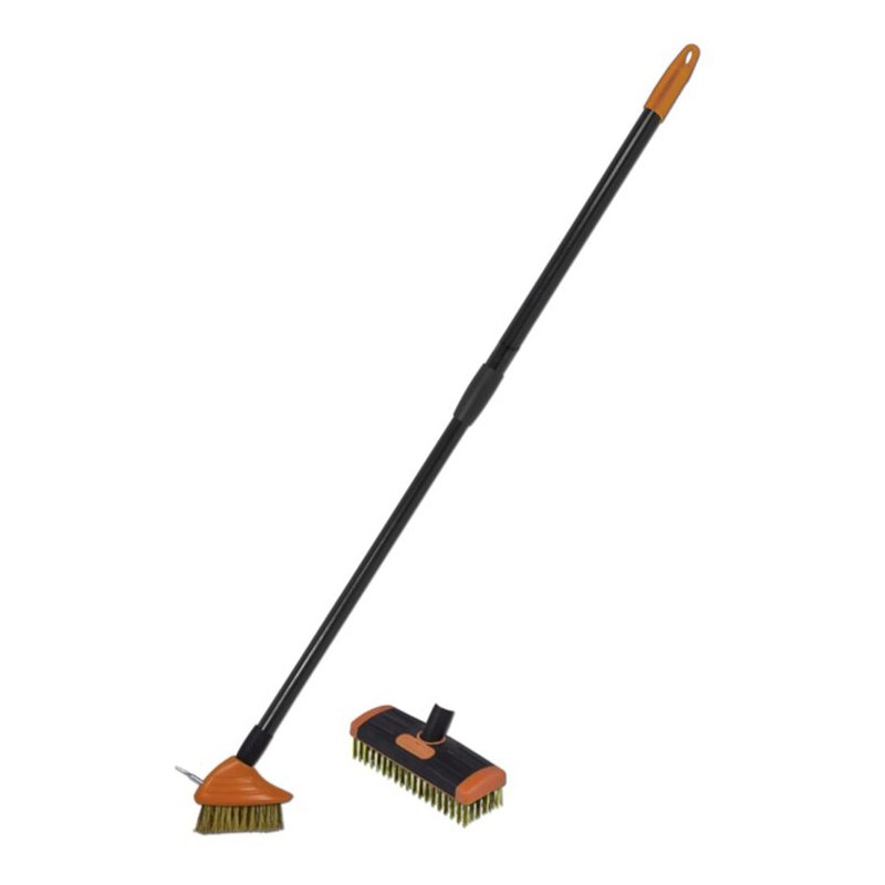 Bradas reinigingsset, staalborstel, telescoopsteel 800-1400 mm, zwart/oranje