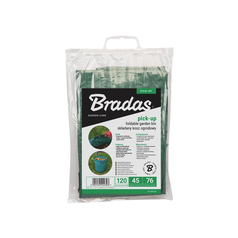 Bradas sac de jardin pliable, 120 litres, vert, 46×46×75 cm