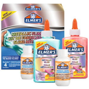 ELMER'S slijmset Metallic Slime Kit, 4-delig, metallic bastellijm, magical liquid