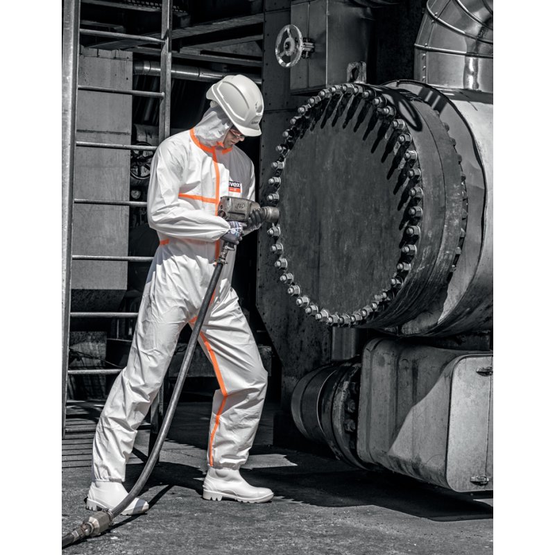 uvex combinaison de protection jetable 4B, blanc/orange, L