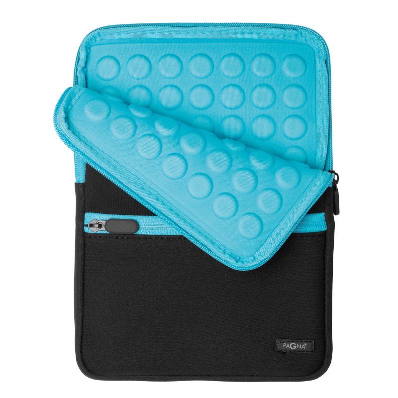 PAGNA Sleeve 'Go' tablet bag, black/sky blue, 200×270 mm, neoprene