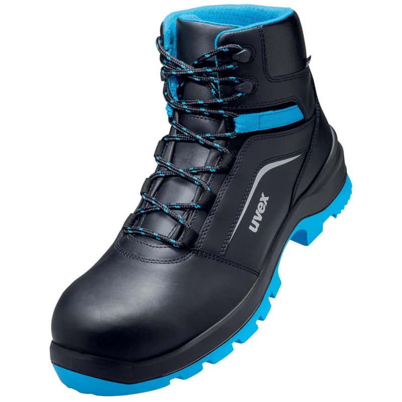uvex 2 xenova bottes de sécurité, taille 47, noir/bleu, avec lacets