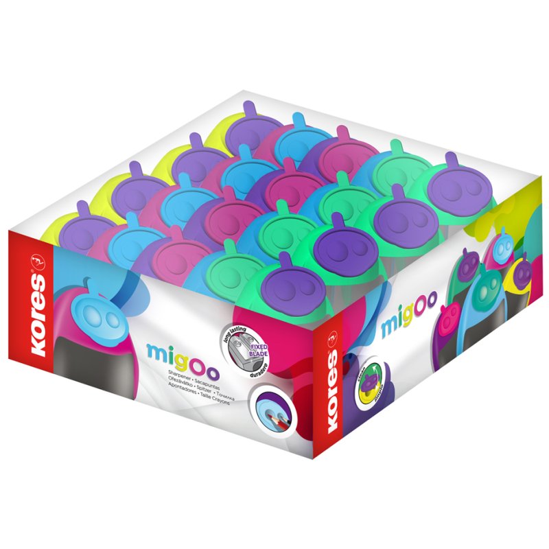 Kores taille-crayon double pointe MIGOO, boîtier plastique, 3 mm et 5 mm, 20 pièces