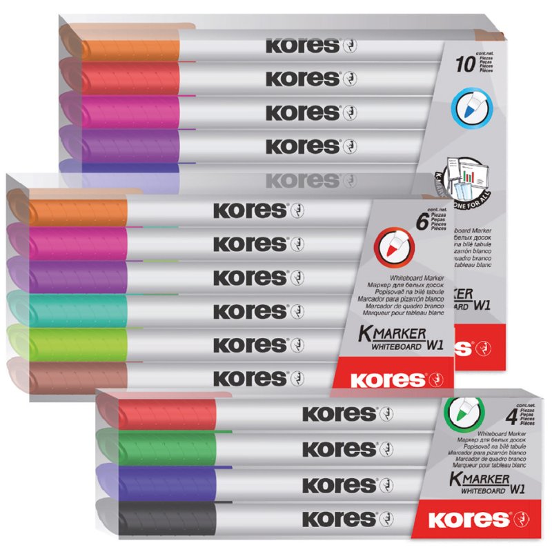 Kores K MARKER W1 marqueur, encre non-permanente, pointe ronde 1 mm, 6 pièces