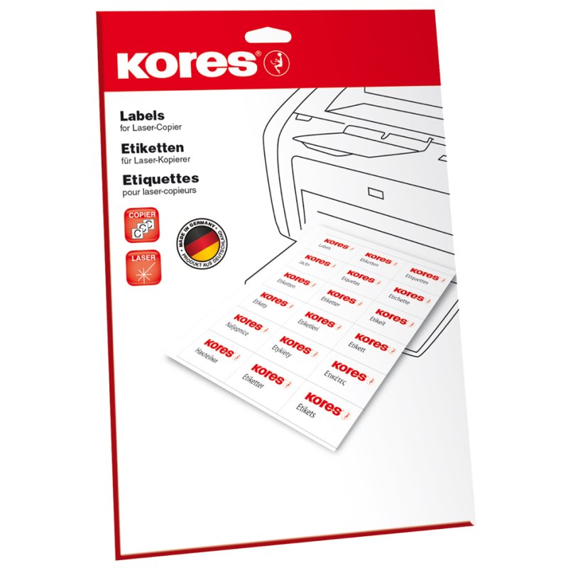 Étiquettes universelles Kores, 105 × 48 mm, blanc, 300 pièces
