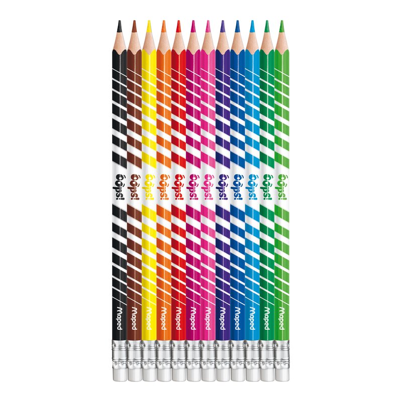 Maped crayons de couleur triangulaires, effaçables, 24 pièces, étui