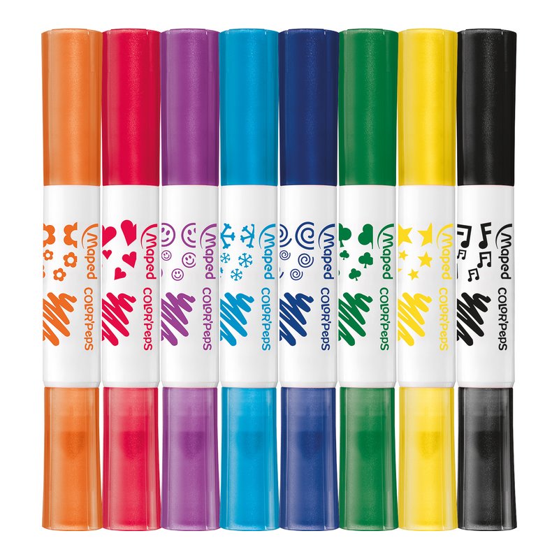Maped Kleur'Peps Duo stamp markers, dual tip, washable, 8 pieces