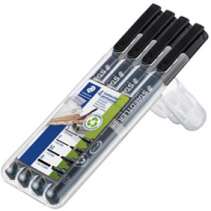 STAEDTLER Lumocolor permanente markers, navulbaar, zwart, 4 stuks
