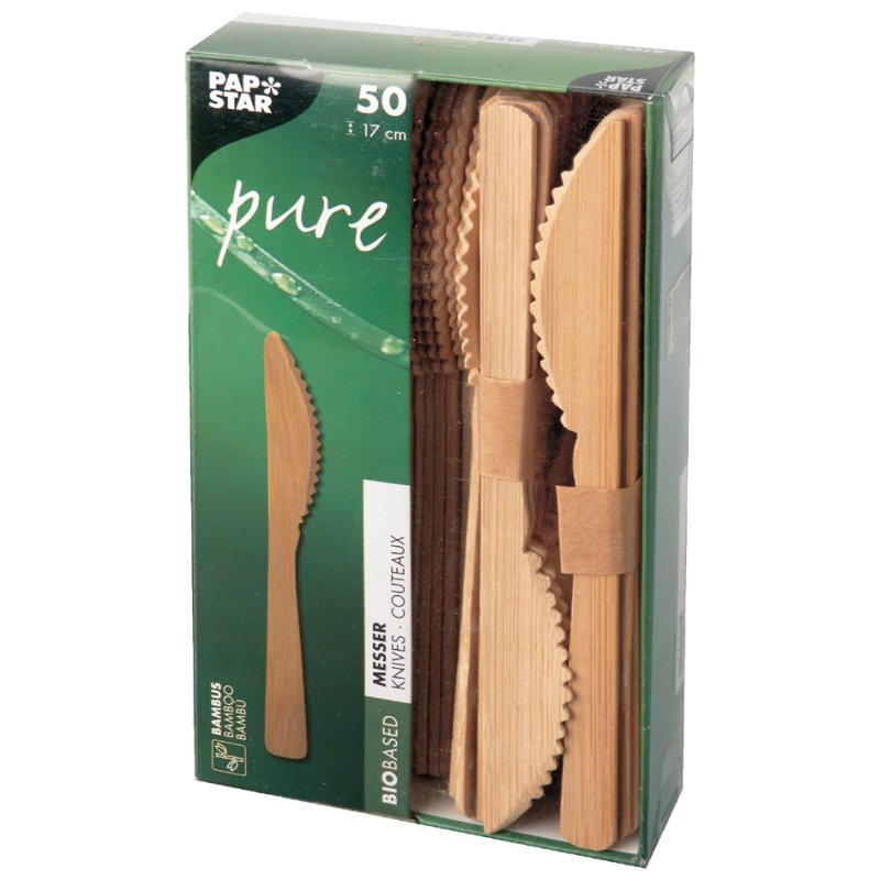 PAPSTAR bamboo knives, natural, biodegradable, 50 pieces