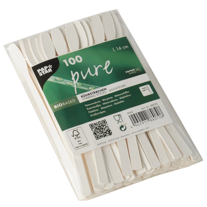 PAPSTAR paper stirrers, white, 100 pieces