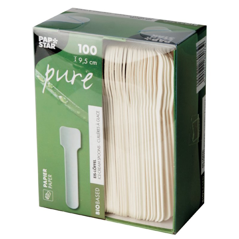 PAPSTAR paper ice cream spoons, white, 100 pieces