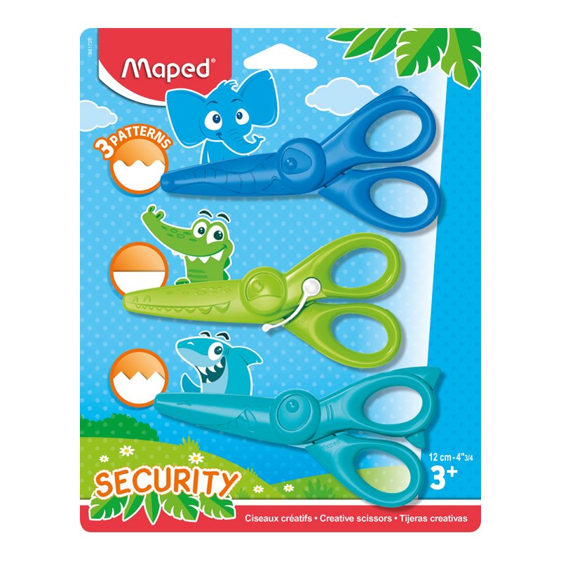 Maped ensemble de ciseaux décorés KIDICRAFT, 3 motifs de découpe, 120 mm, 3 pièces