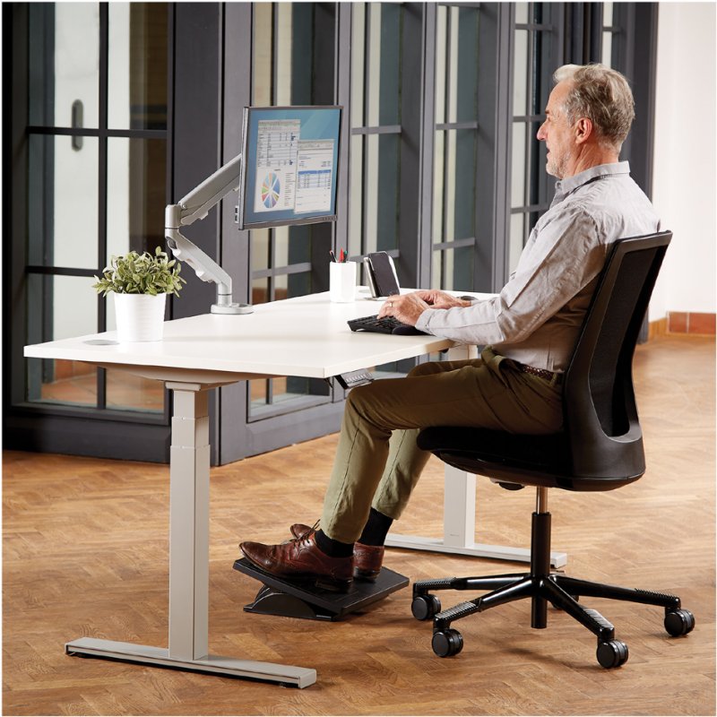 Fellowes Bureauframe Cambio, elektrisch verstelbaar, 645-1305 mm, zilver