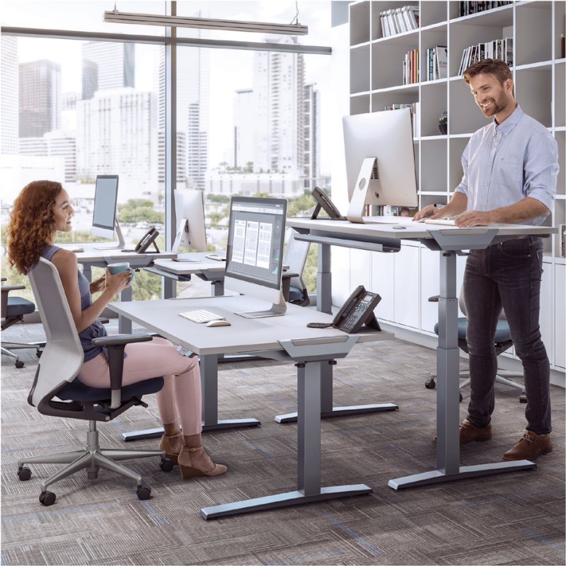 Fellowes Piètement de bureau Levado, réglage électrique de la hauteur, blanc