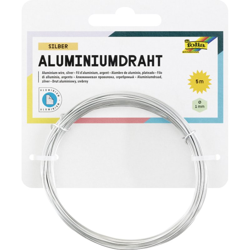 folia aluminium knutseldraad, zilver, 1 mm × 5 m