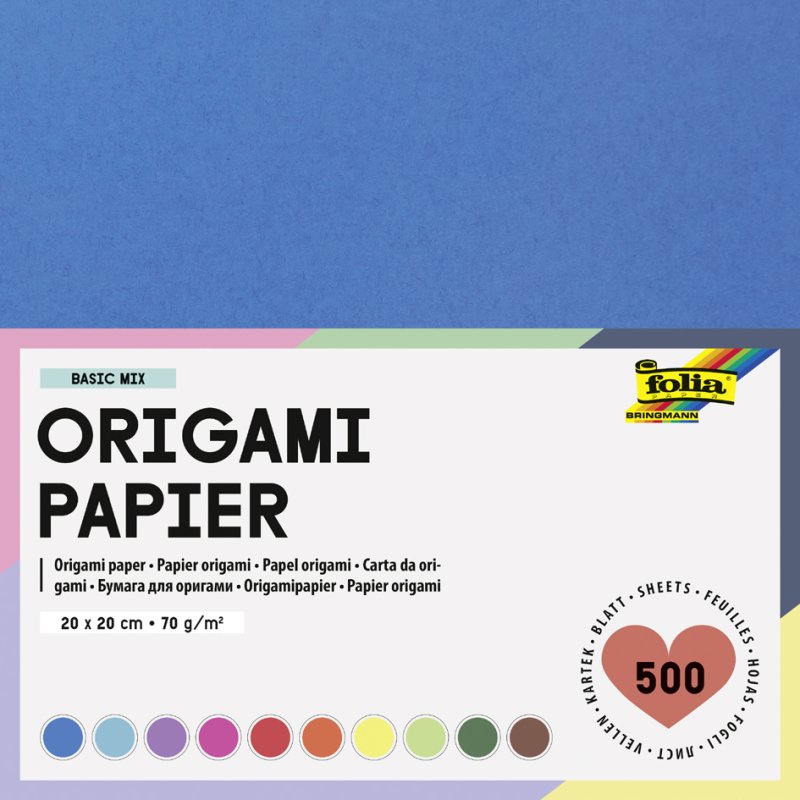 folia vouwpapier, 15×15 cm, 70 g/m², 500 vel, 10 kleuren