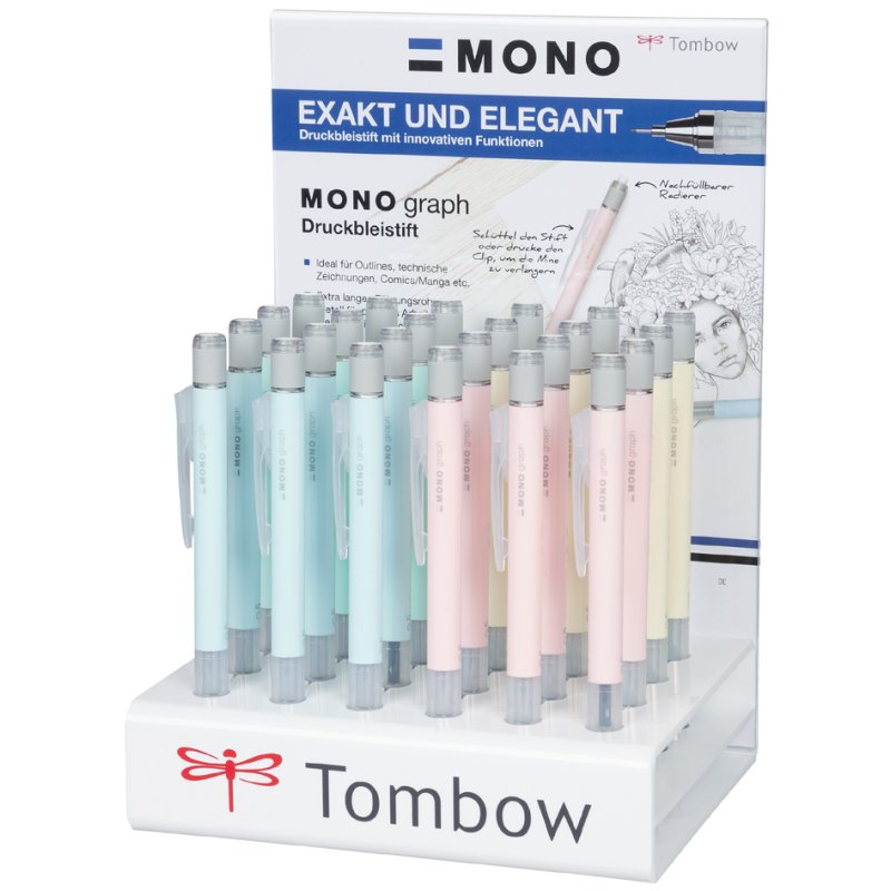 TOMBOW vulpotlood MONO graph Pastel, 0,5 mm, HB, 24 stuks display
