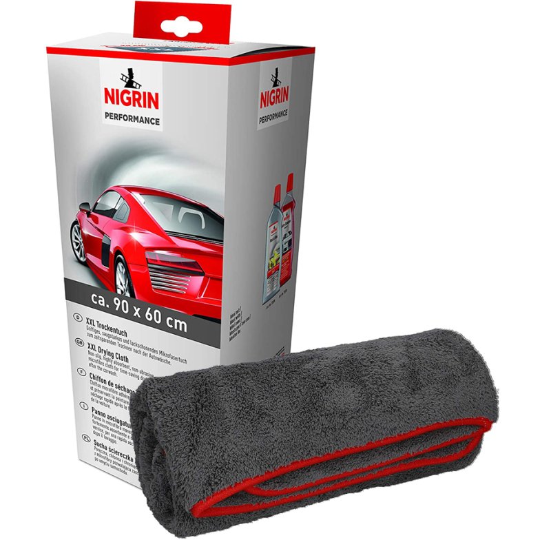 NIGRIN Performance XXL drying towel, black, 900×600 mm, microfibre 920 g/m²