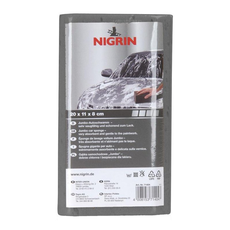 NIGRIN universele autowassspons jumbo, grijs, 200×110×80 mm