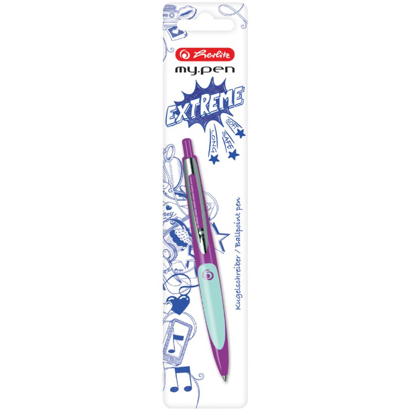 herlitz my.pen stylo à bille, turquoise/orange, 0,6 mm, encre bleue