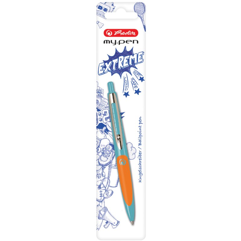 herlitz my.pen stylo à bille, turquoise/orange, 0,6 mm, encre bleue