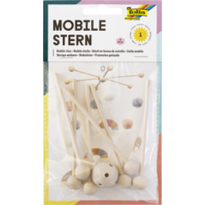 folia houten mobiel sterrensier, 6-armig, 220 mm diameter, inclusief ophanghaak