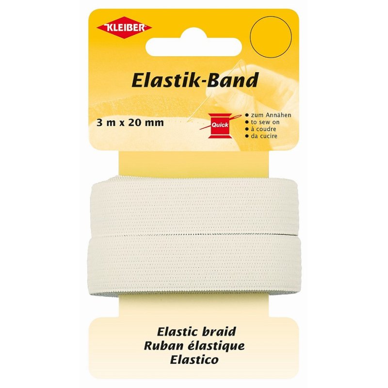 KLEIBER bande élastique, blanc, 3 m × 20 mm
