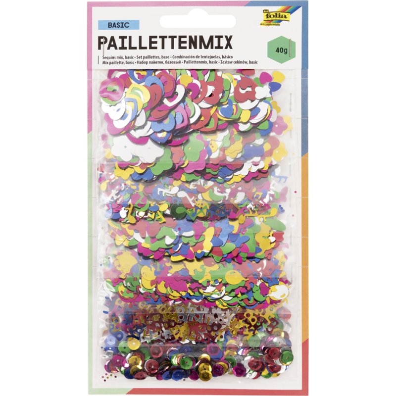 folia lovertjesmix assorti, 12 vormen, 6 kleuren, 40 g