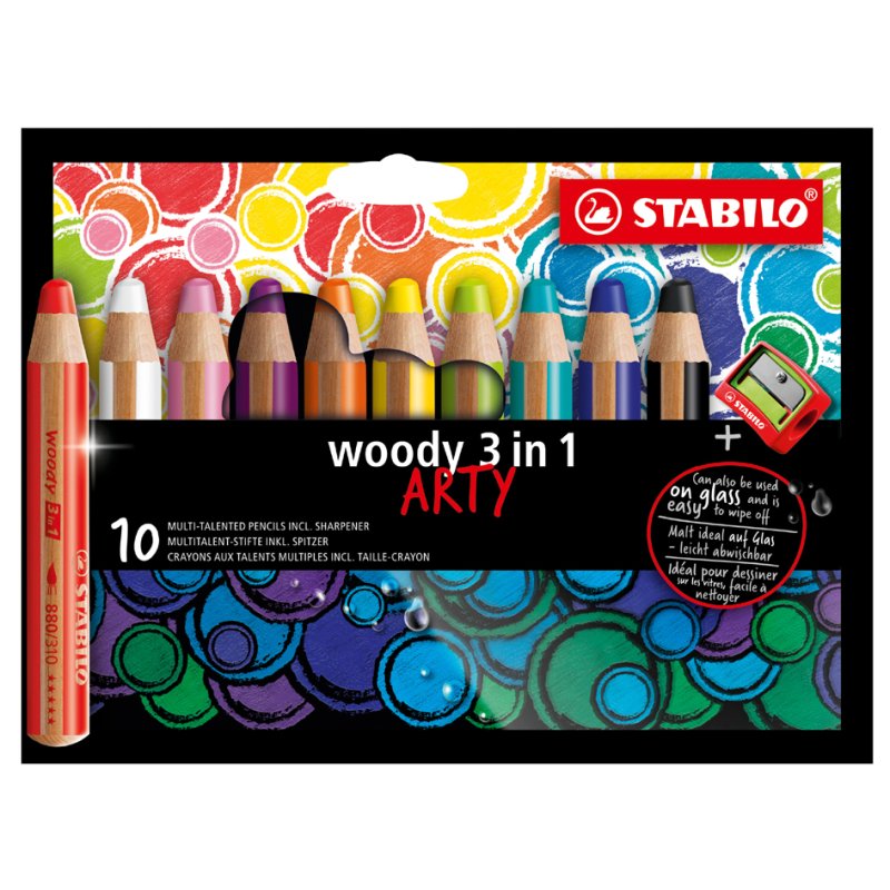 STABILO woody 3 in 1 multitalentstift, 10 stuks, 10 mm minesterktte