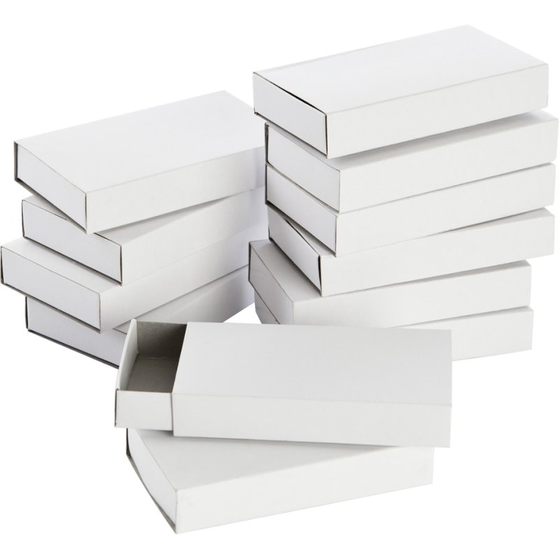 folia luciferdoosjes groot, blanco wit, 110×60×20 mm, 12 stuks