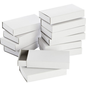 folia luciferdoosjes groot, blanco wit, 110×60×20 mm, 12 stuks