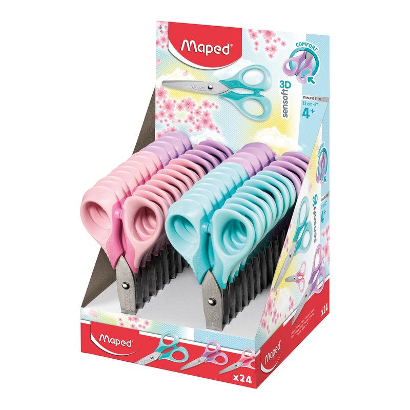 Maped Softgrip Pastelkleuren schaar, rond, pastelroze/pastellila/pastelgroen