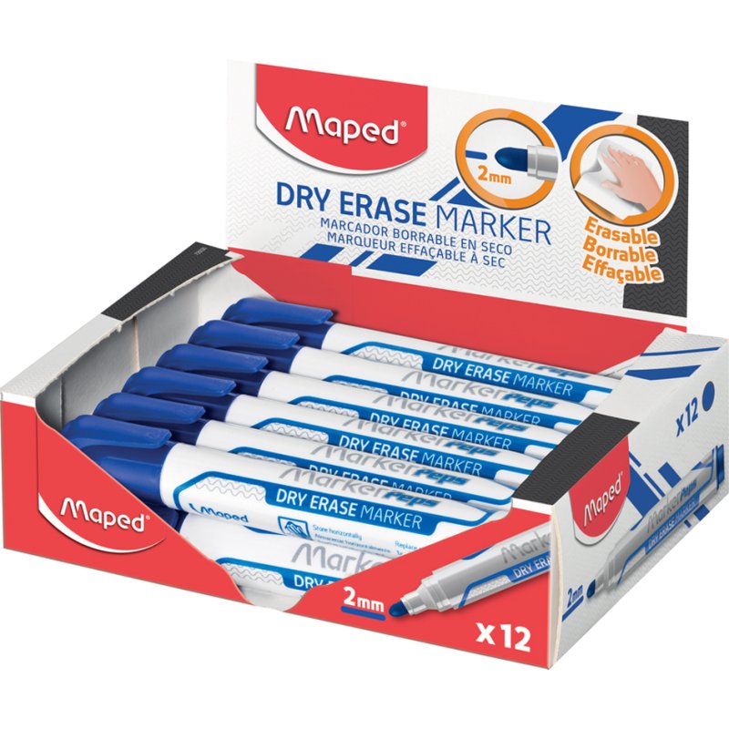 Maped marqueurs de tableau blanc Peps Jumbo, noir, 2,0 mm, 12 pièces