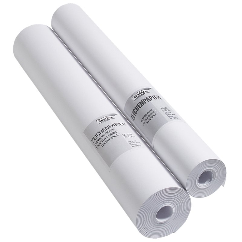 folia tekenpapierrol, 500 mm × 25 m, 80 g/m², wit
