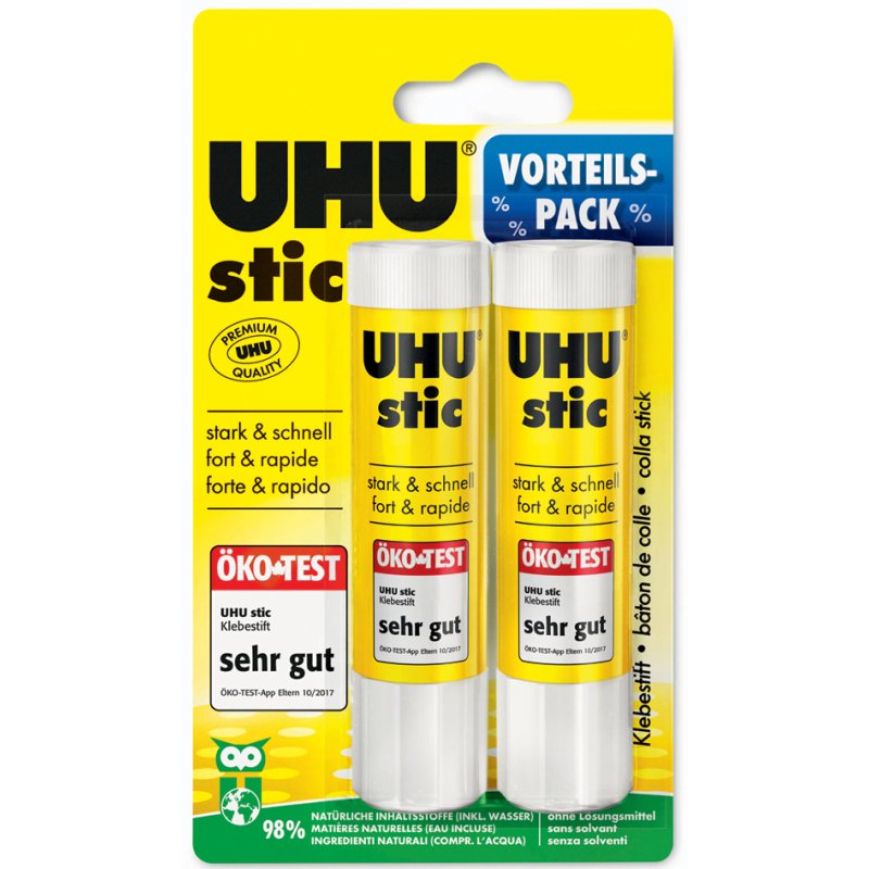 UHU bâton de colle sans solvant, 2 x 21 g, paquet économique