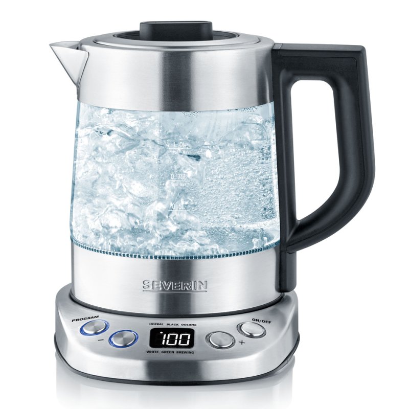 SEVERIN waterkoker WK 3473 DELUXE, glas/roestvrij staal, 1,0 liter